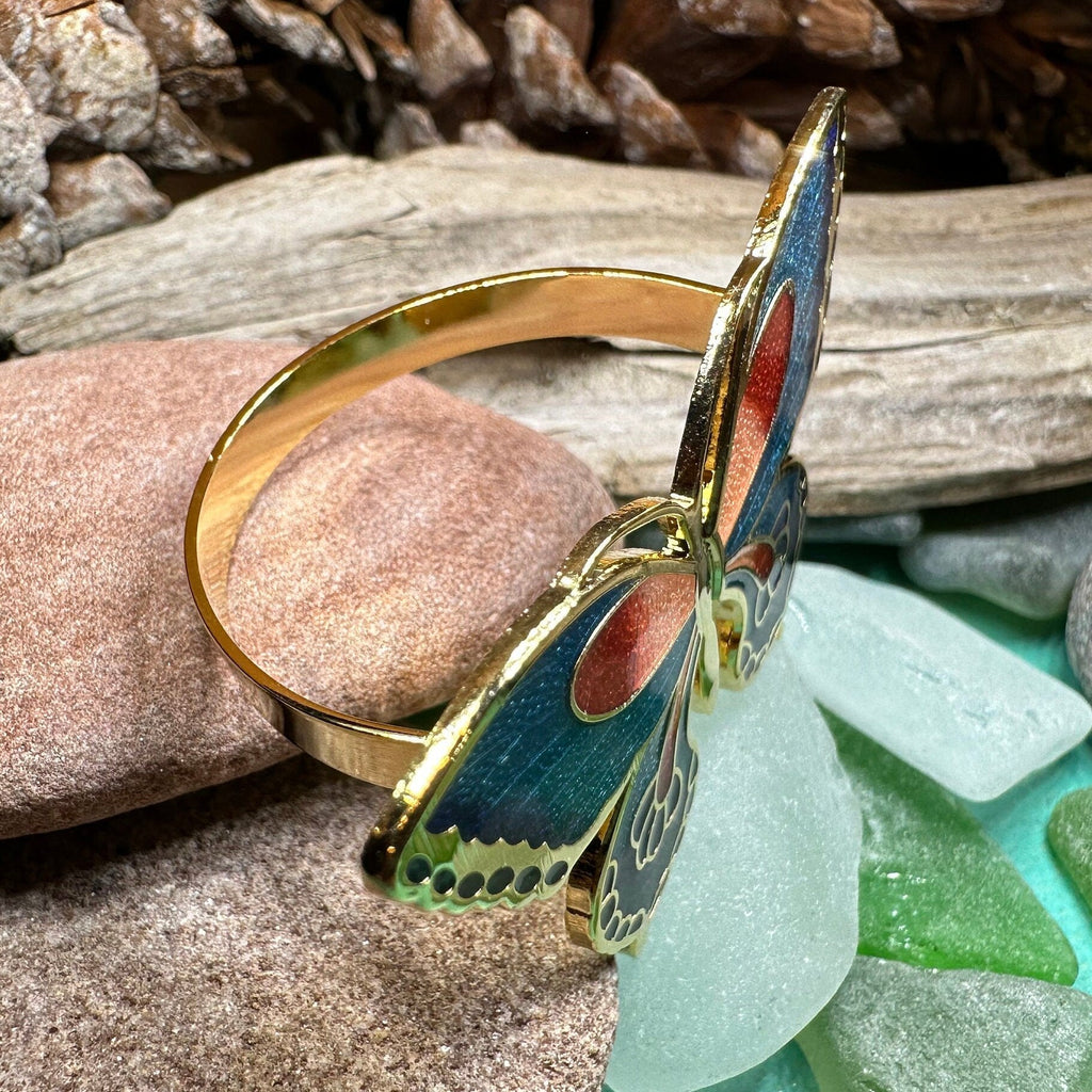 Enamel Butterfly Scarf Ring