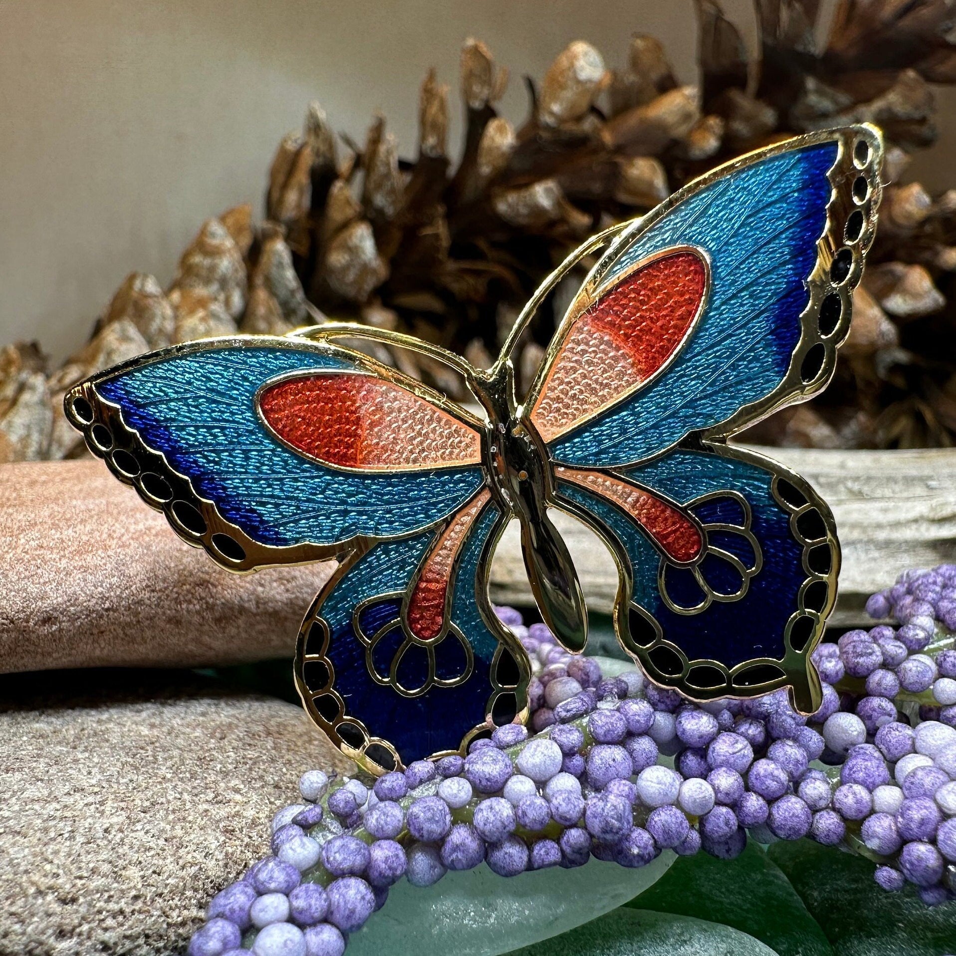 Enamel Butterfly Scarf Ring