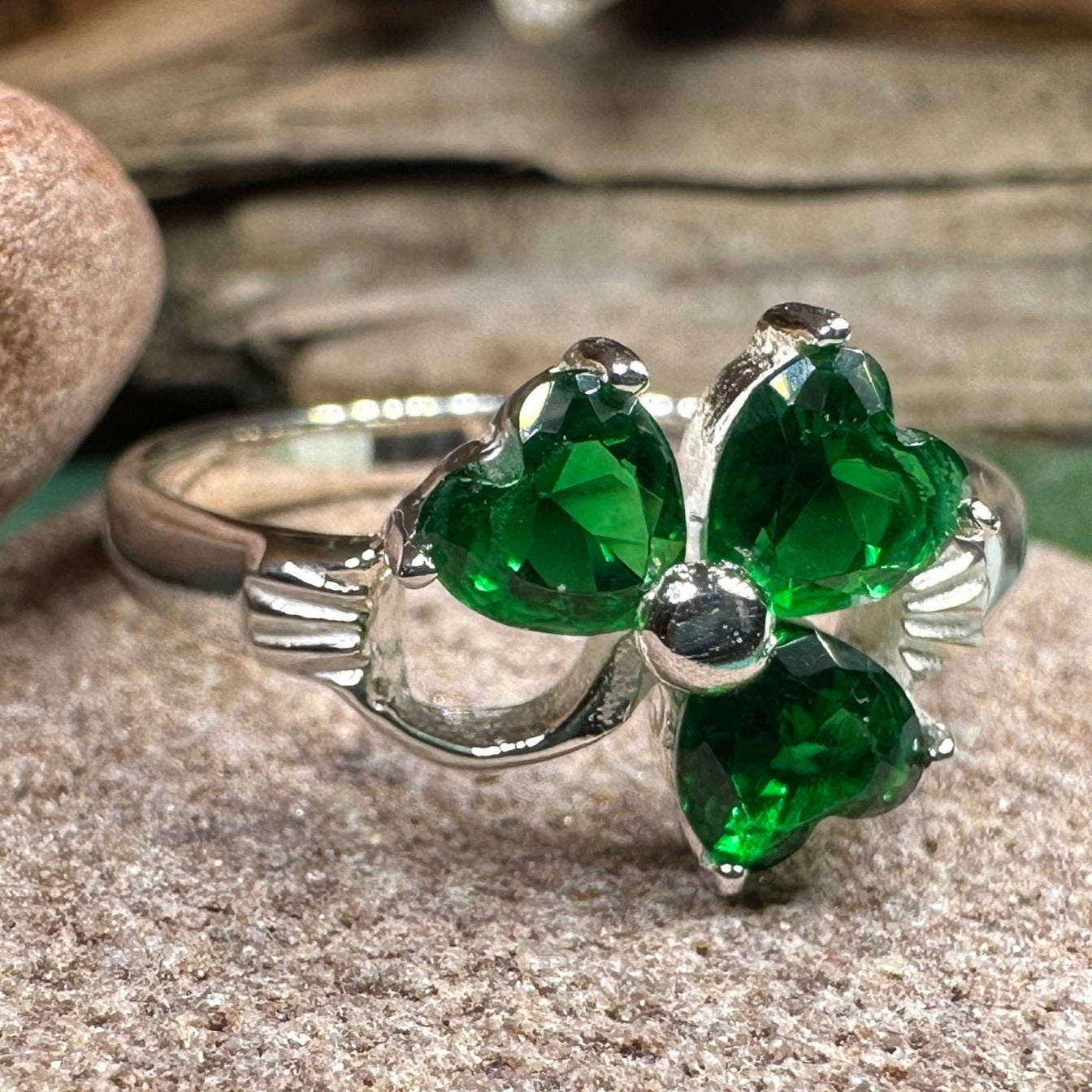 Emerald Shamrock Ring