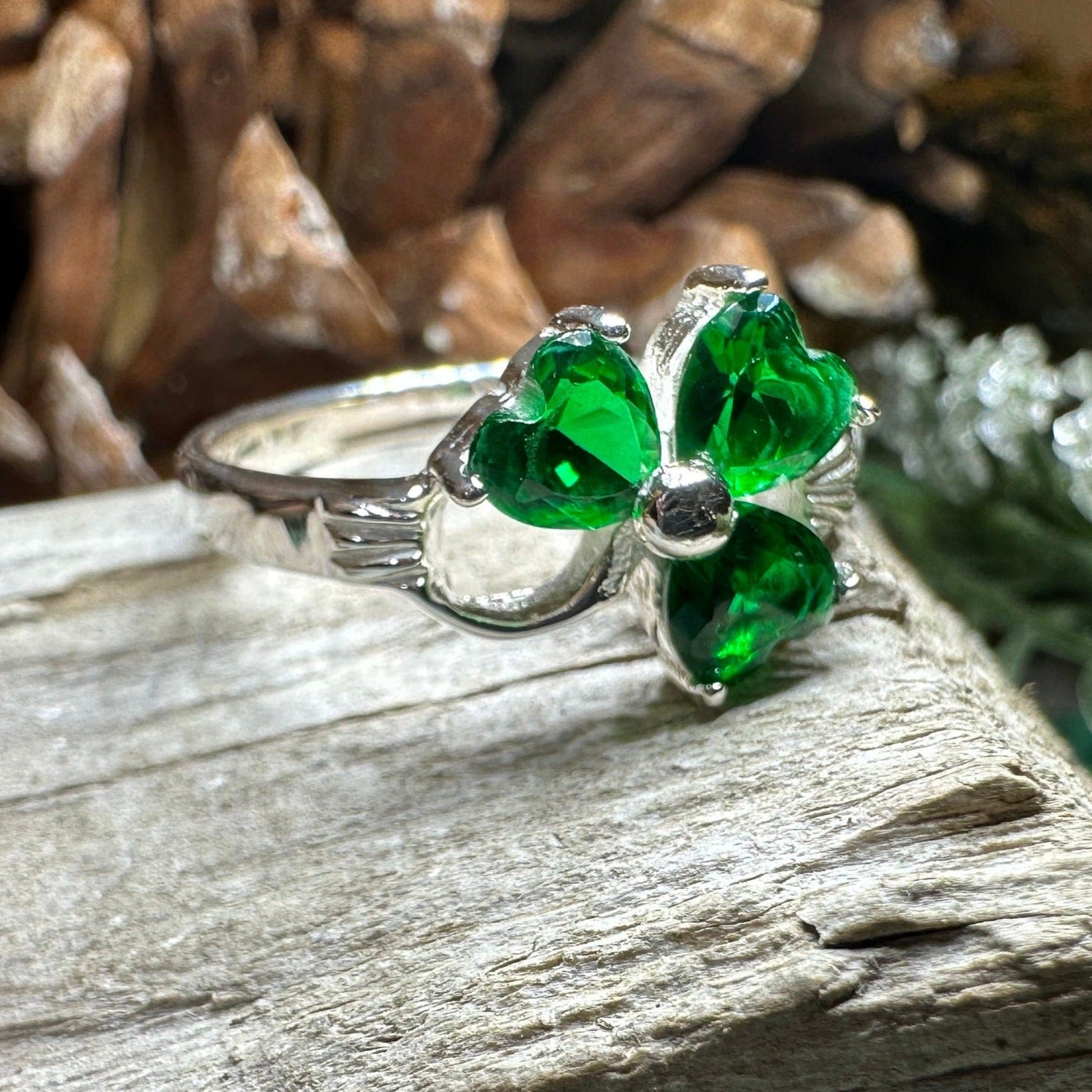 Emerald Shamrock Ring