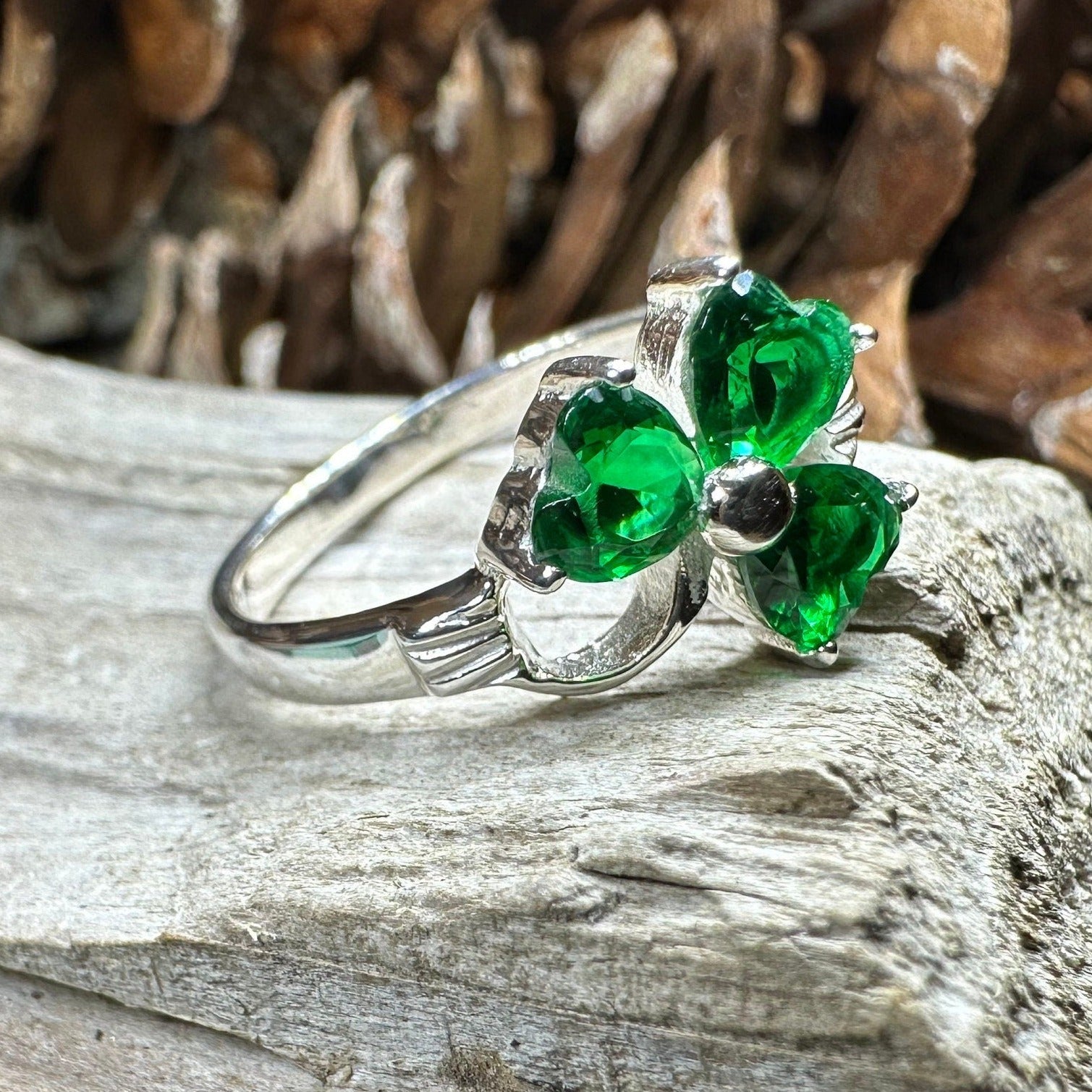 Emerald Shamrock Ring