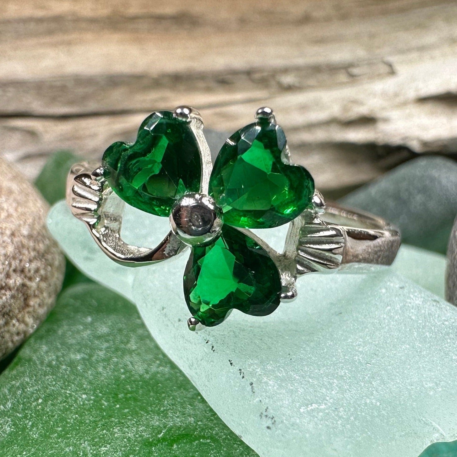 Emerald Shamrock Ring