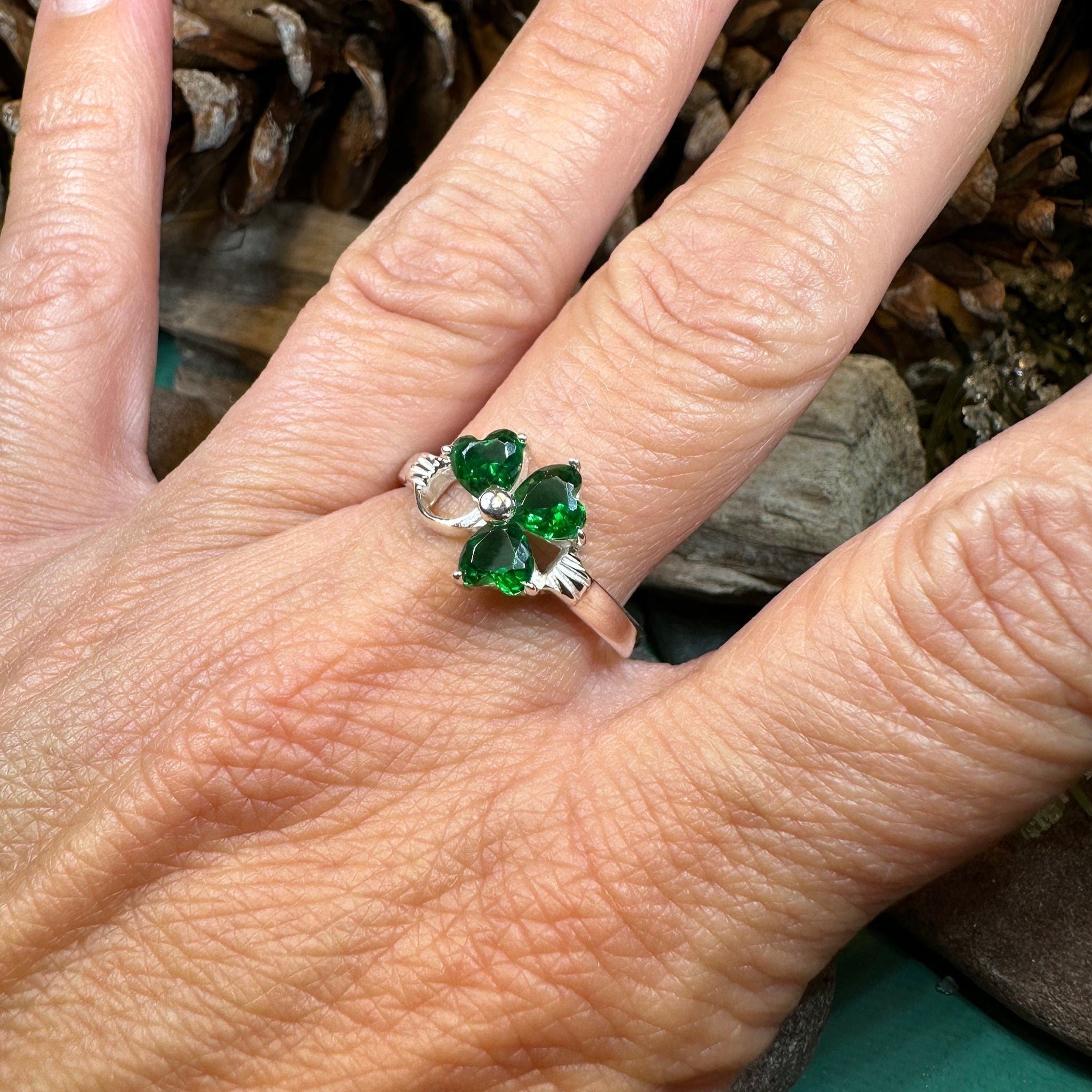 Emerald Shamrock Ring