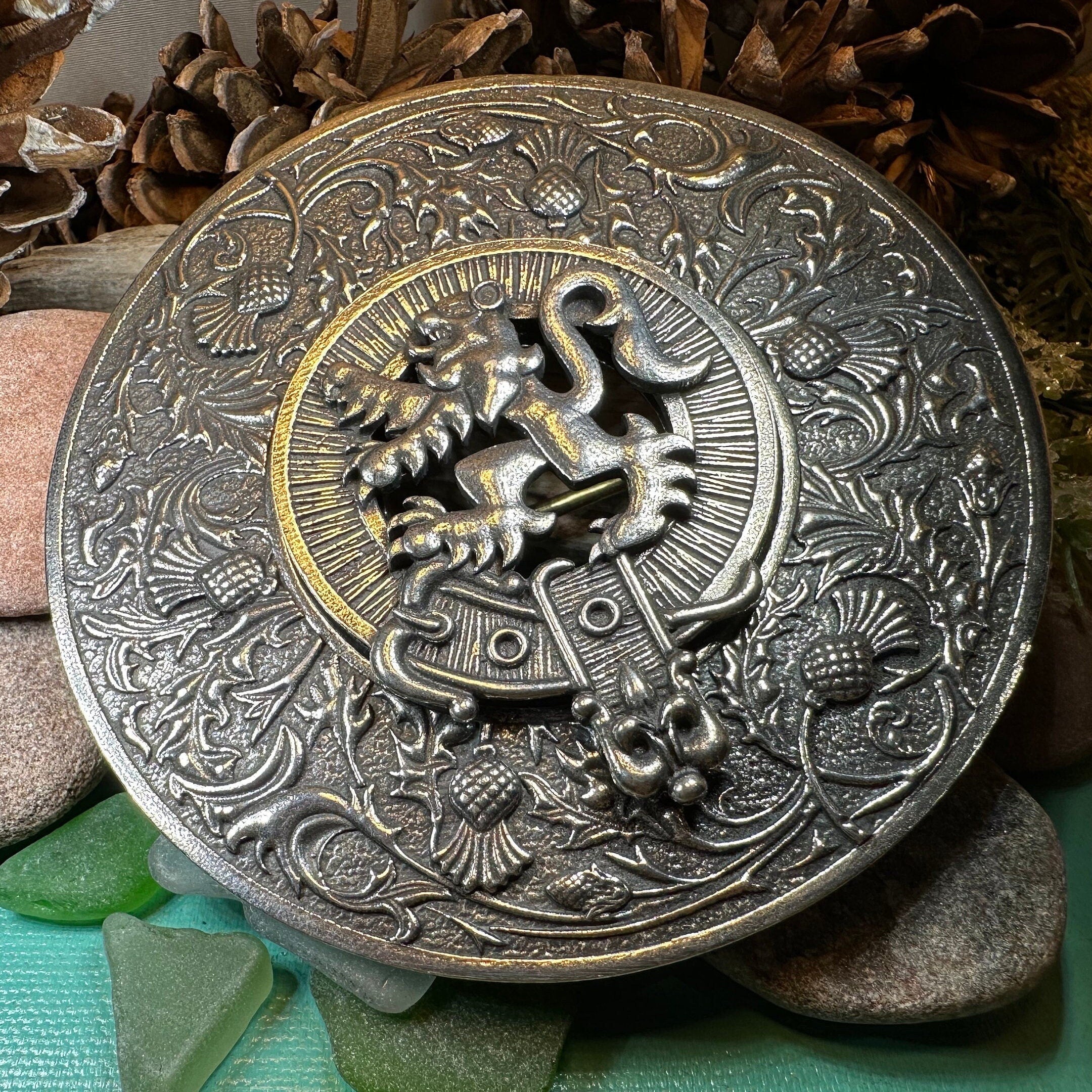 Royal Lion and Thistle Plaid Brooch