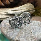 Siofra Celtic Triple Spiral Post Earrings