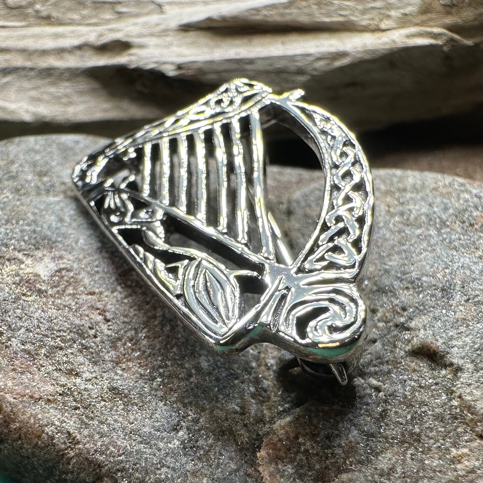 Ancient Bard Celtic Harp Brooch