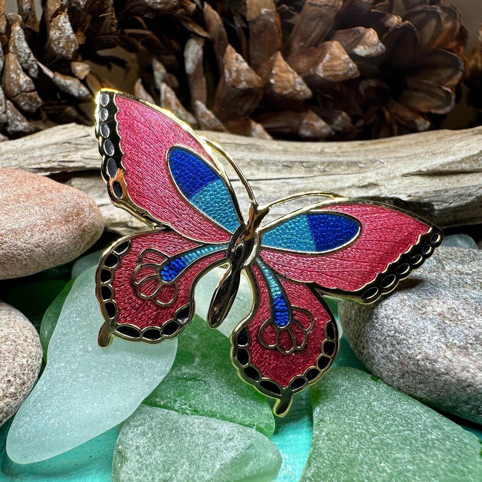 Enamel Butterfly Scarf Ring