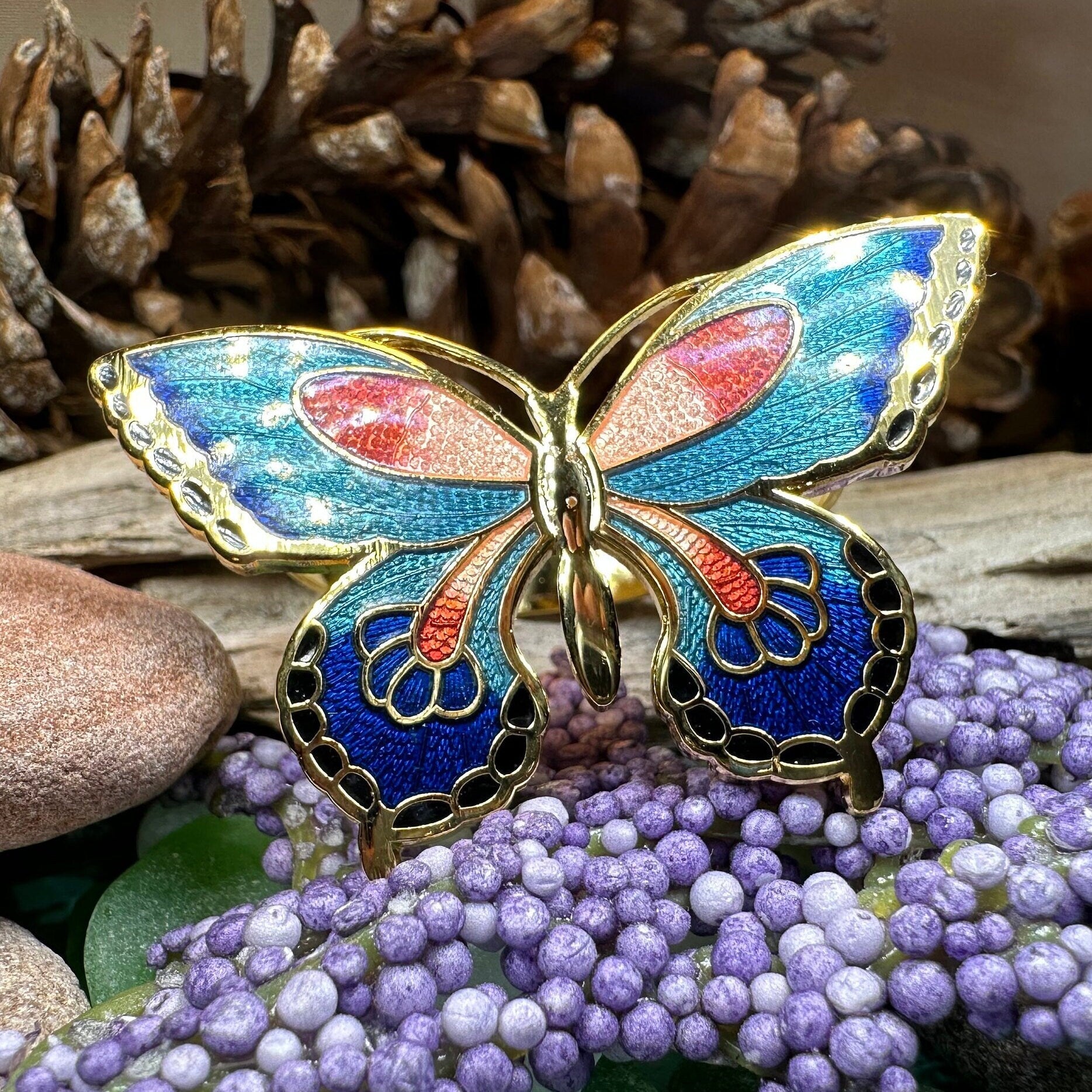 Enamel Butterfly Scarf Ring