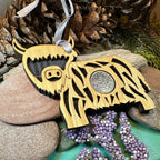 Tartan Highland Cow Lucky Sixpence Ornament