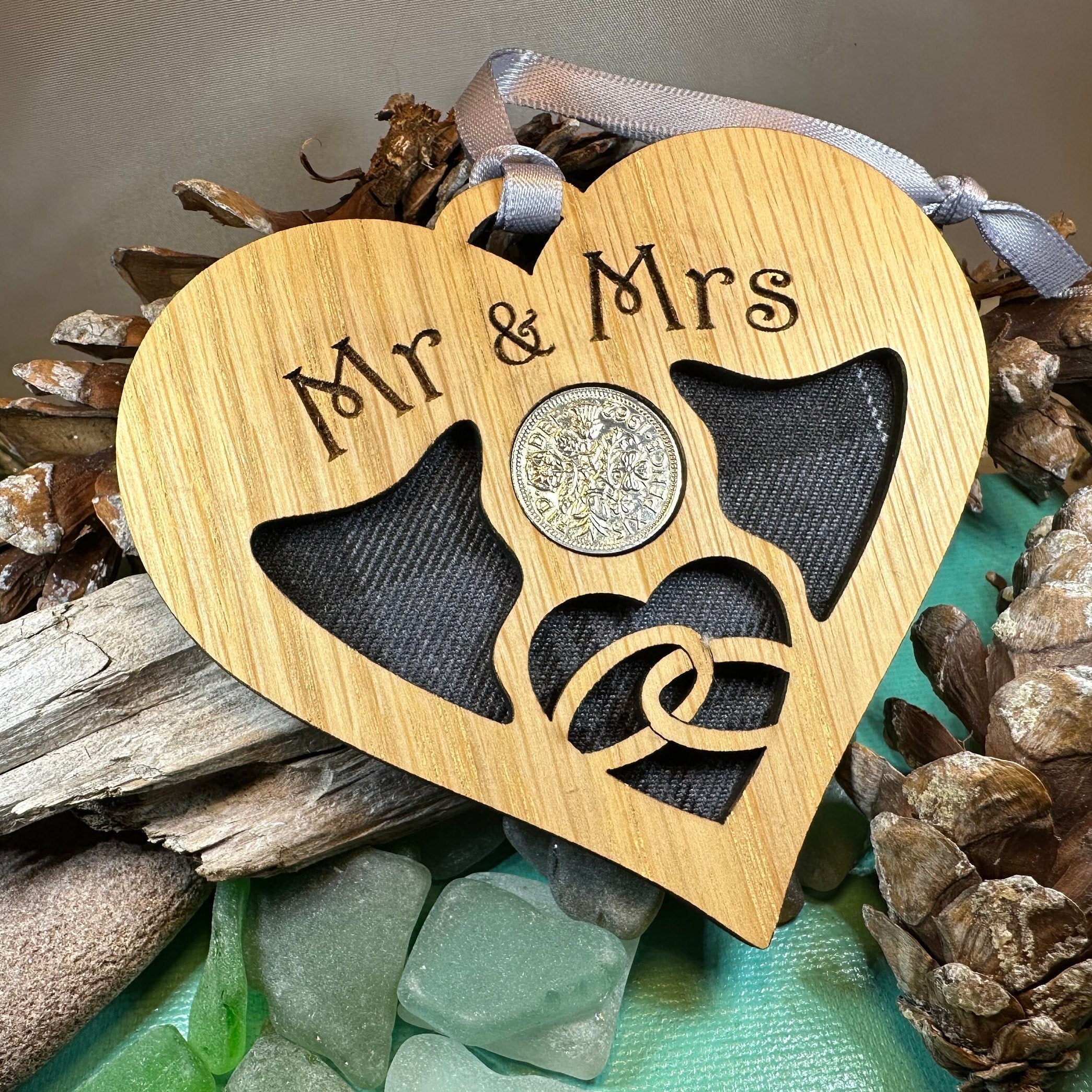 Newlywed Christmas Lucky Sixpence Ornament