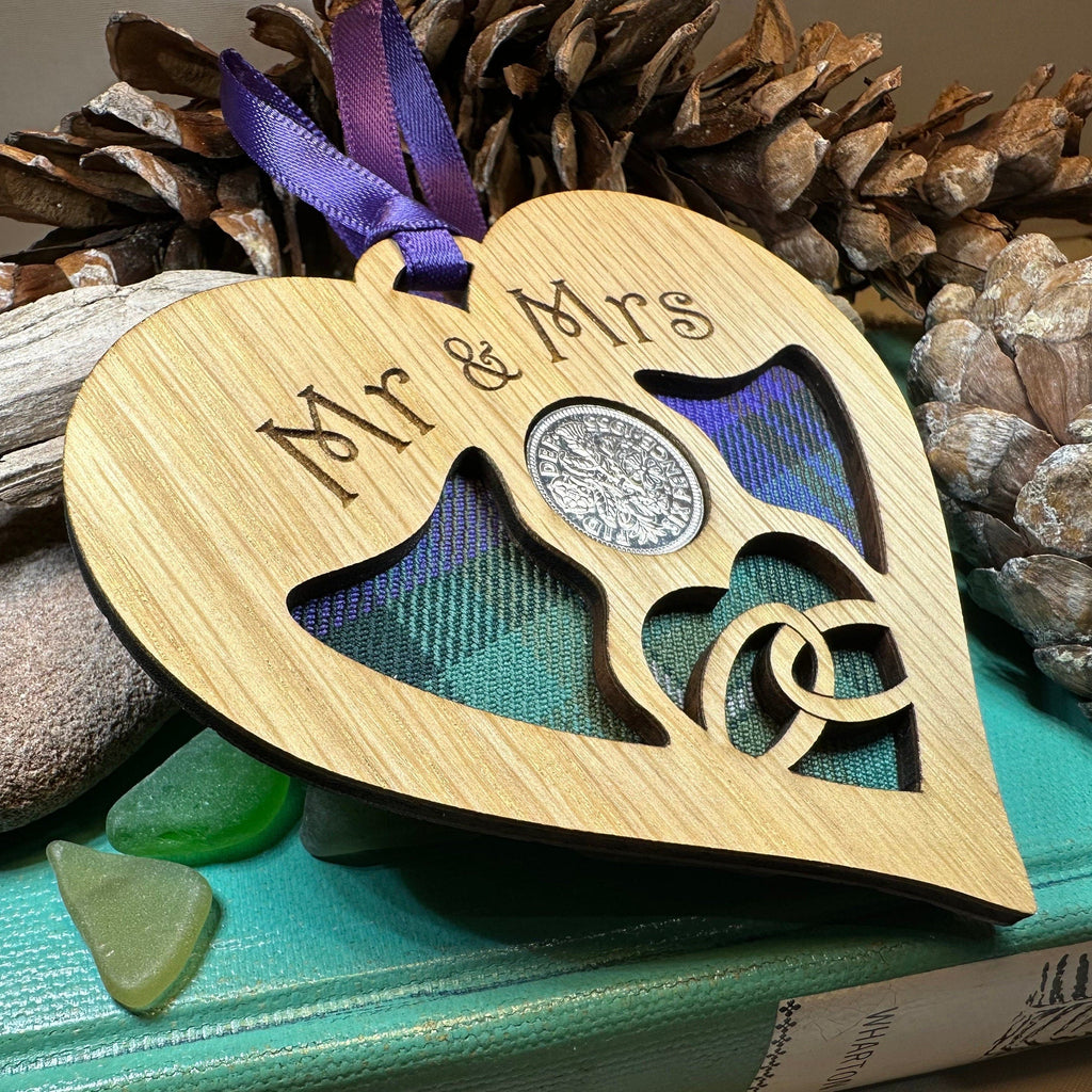 Newlywed Christmas Lucky Sixpence Ornament