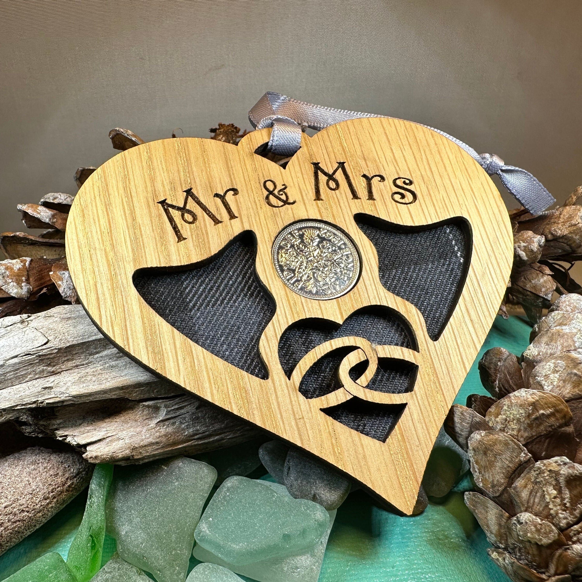 Newlywed Christmas Lucky Sixpence Ornament