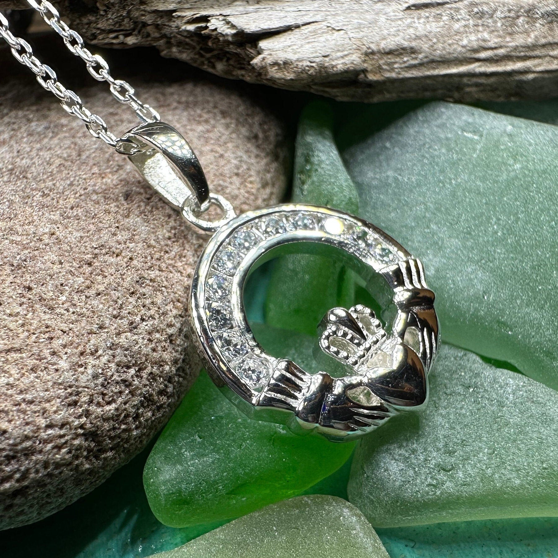 Sparkling Irish Claddagh Necklace