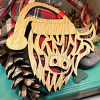 Tartan Santa Highland Cow Ornament