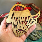 Tartan Santa Highland Cow Ornament