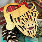 Tartan Santa Highland Cow Ornament