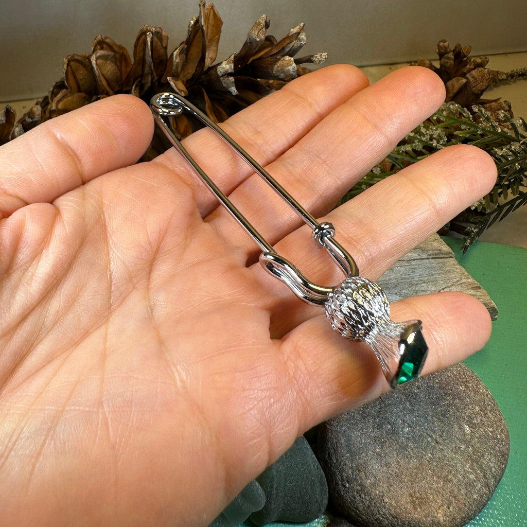 Thistle Crystal Kilt Pin