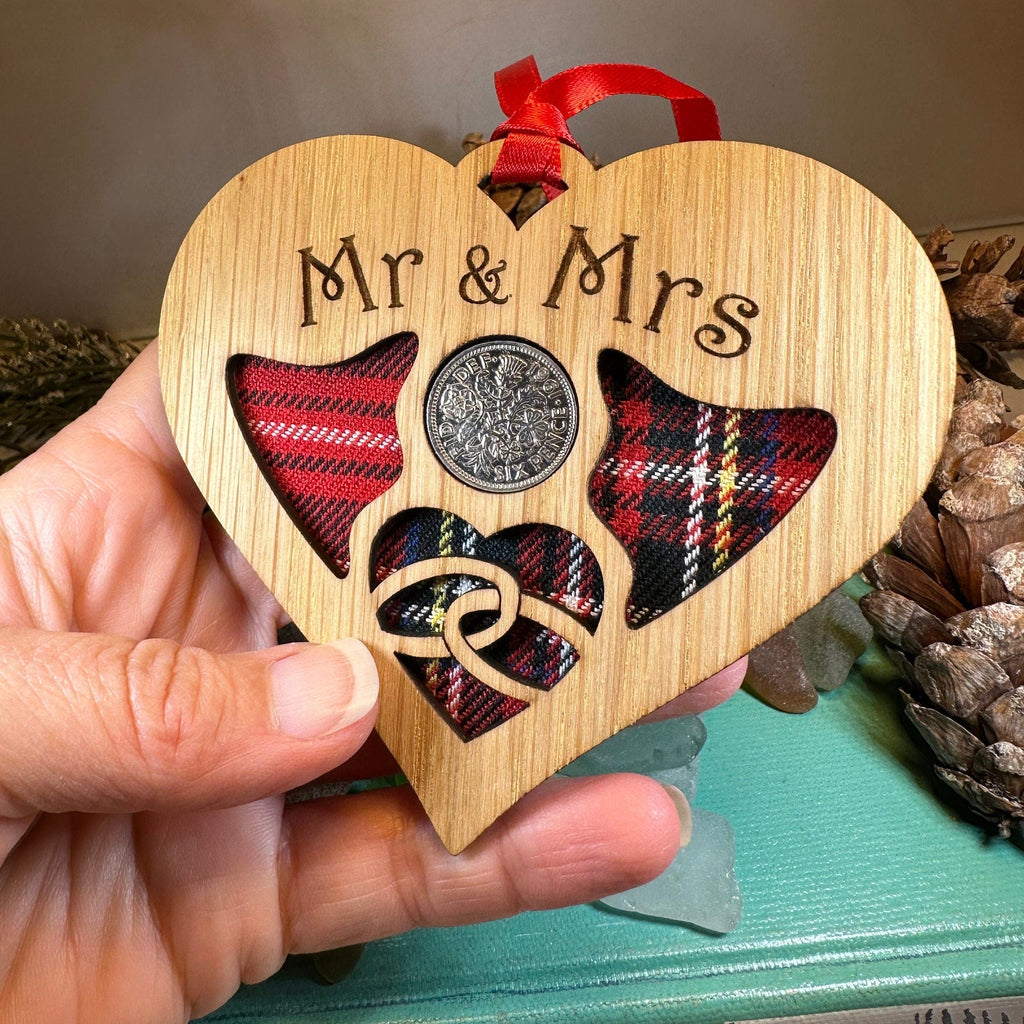 Newlywed Christmas Lucky Sixpence Ornament