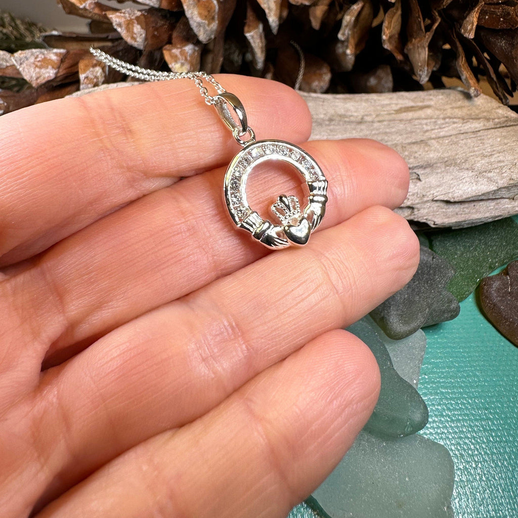 Sparkling Irish Claddagh Necklace