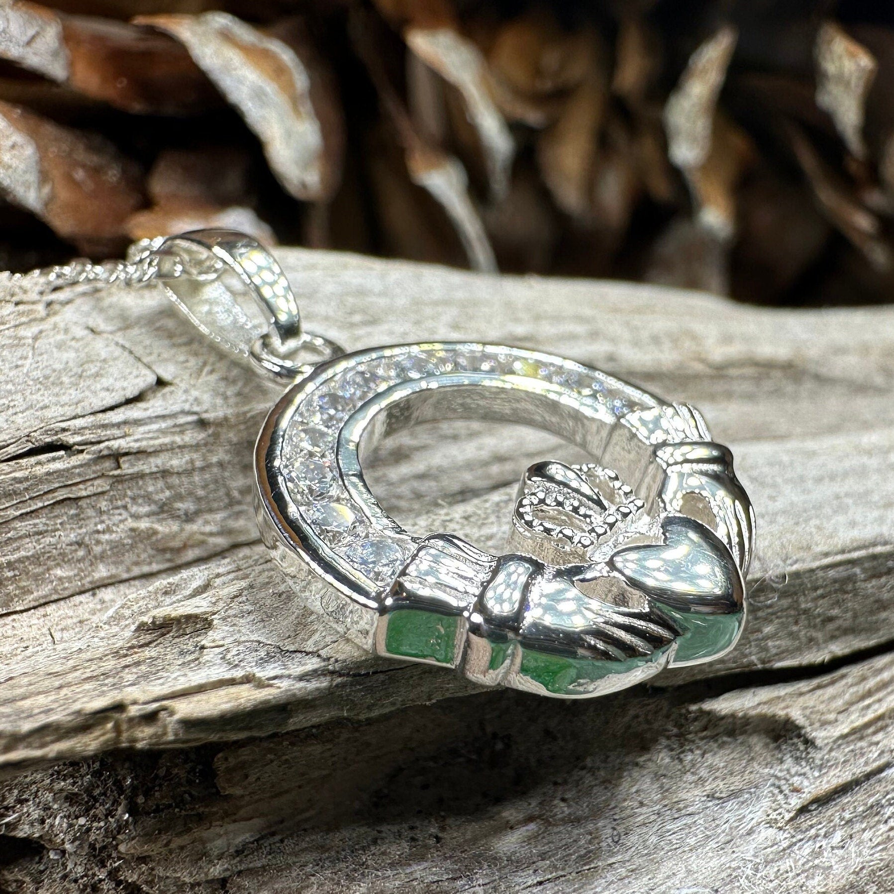 Sparkling Irish Claddagh Necklace