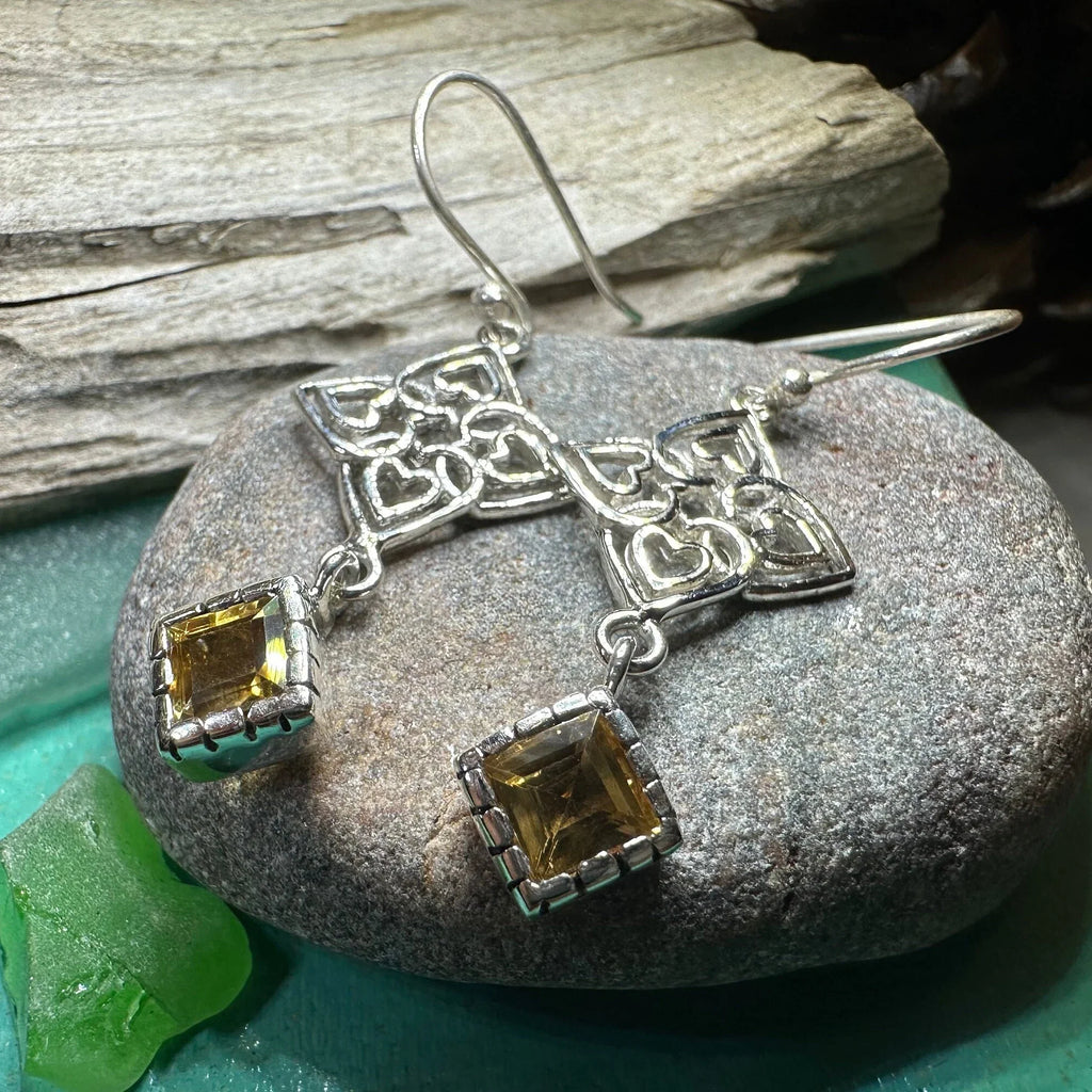 Celtic Love Knot Citrine Earrings
