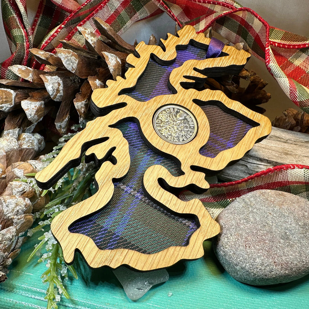 Scotland Map Lucky Sixpence Ornament