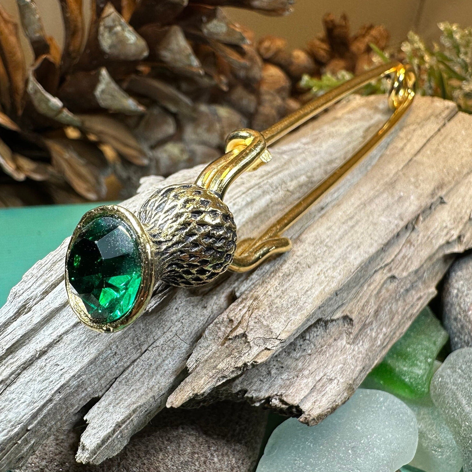 Thistle Crystal Kilt Pin