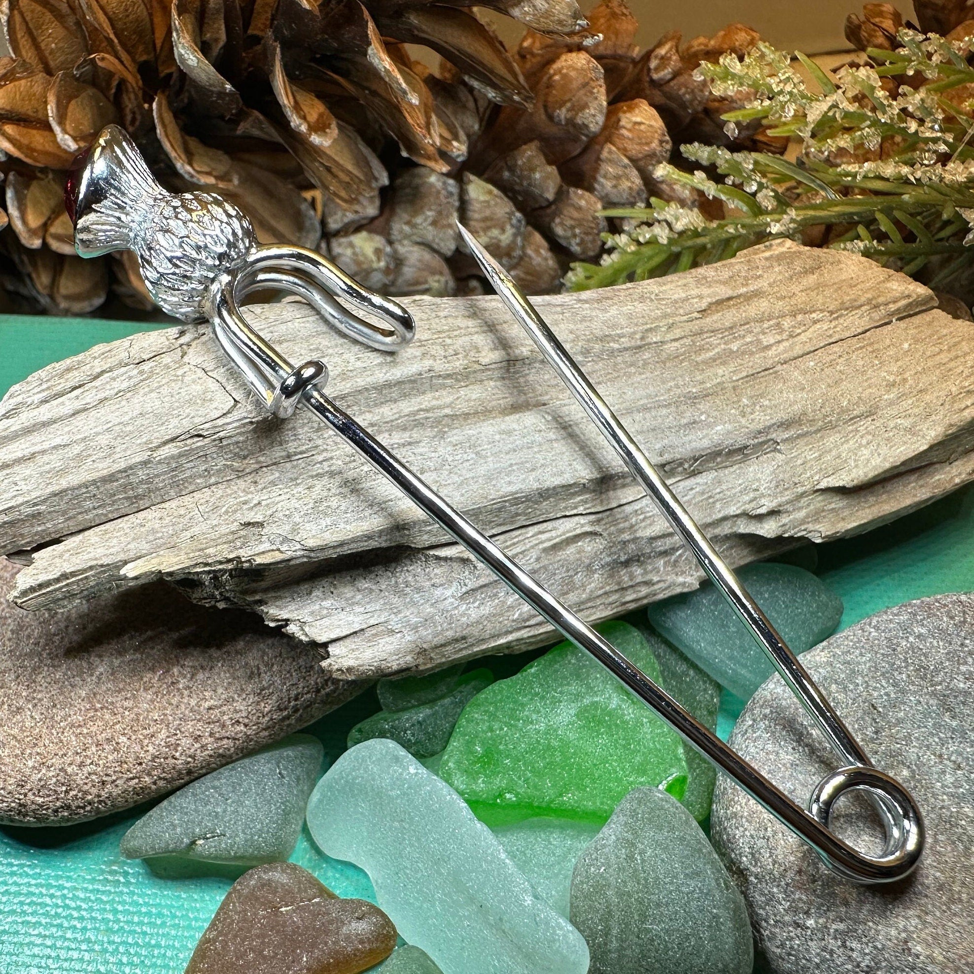 Thistle Crystal Kilt Pin