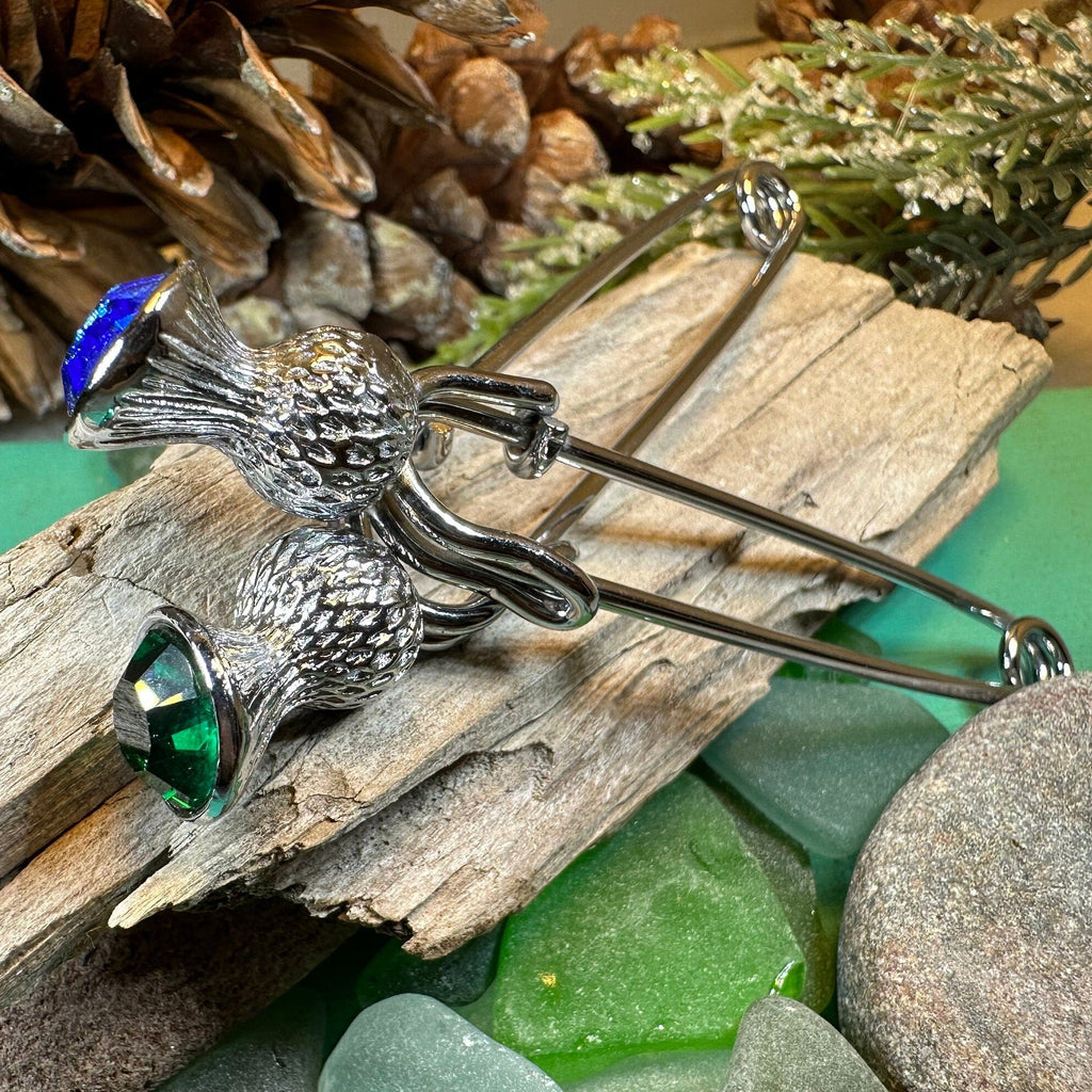 Thistle Crystal Kilt Pin