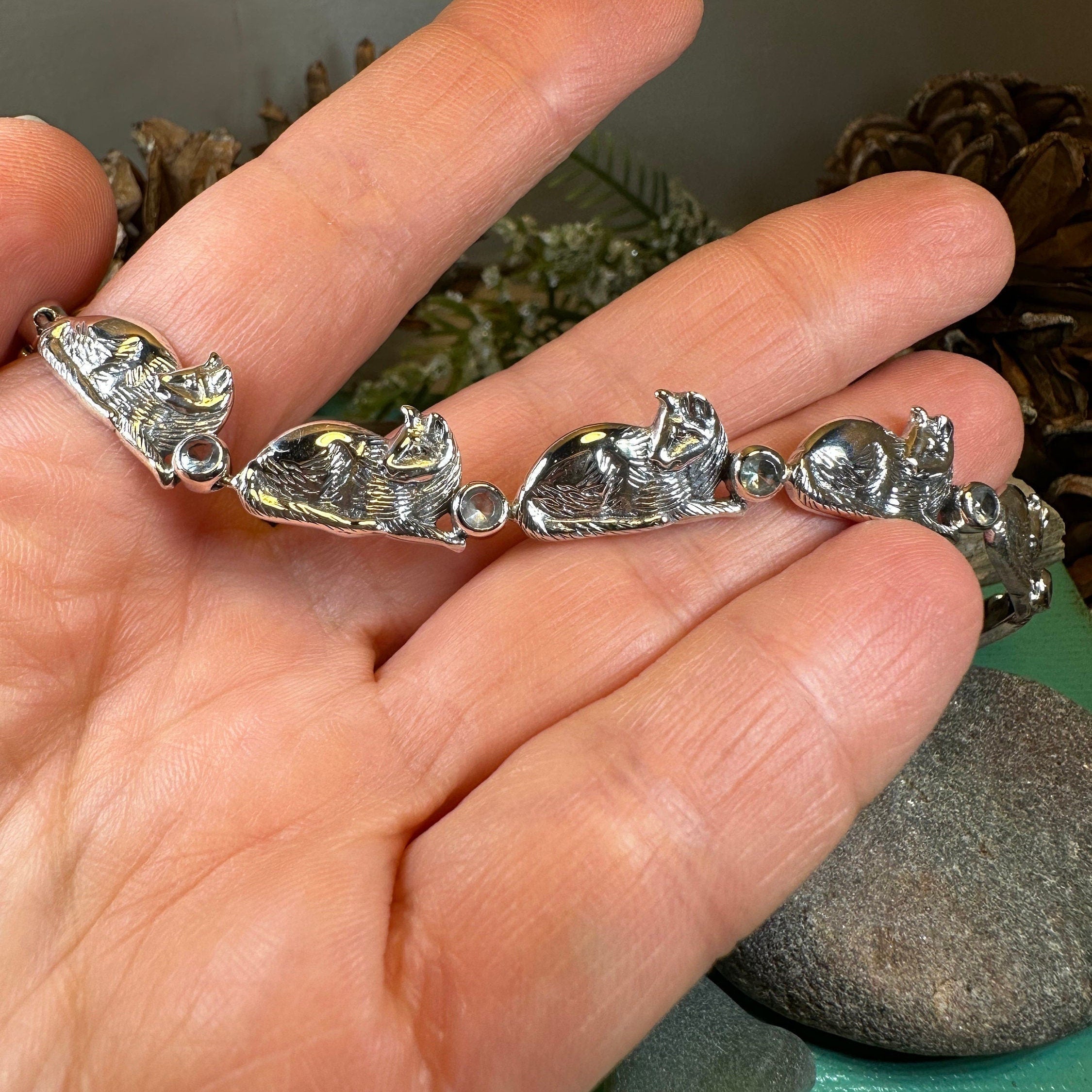 Blue Topaz Cat Bracelet