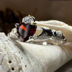 Garnet Claddagh Ring