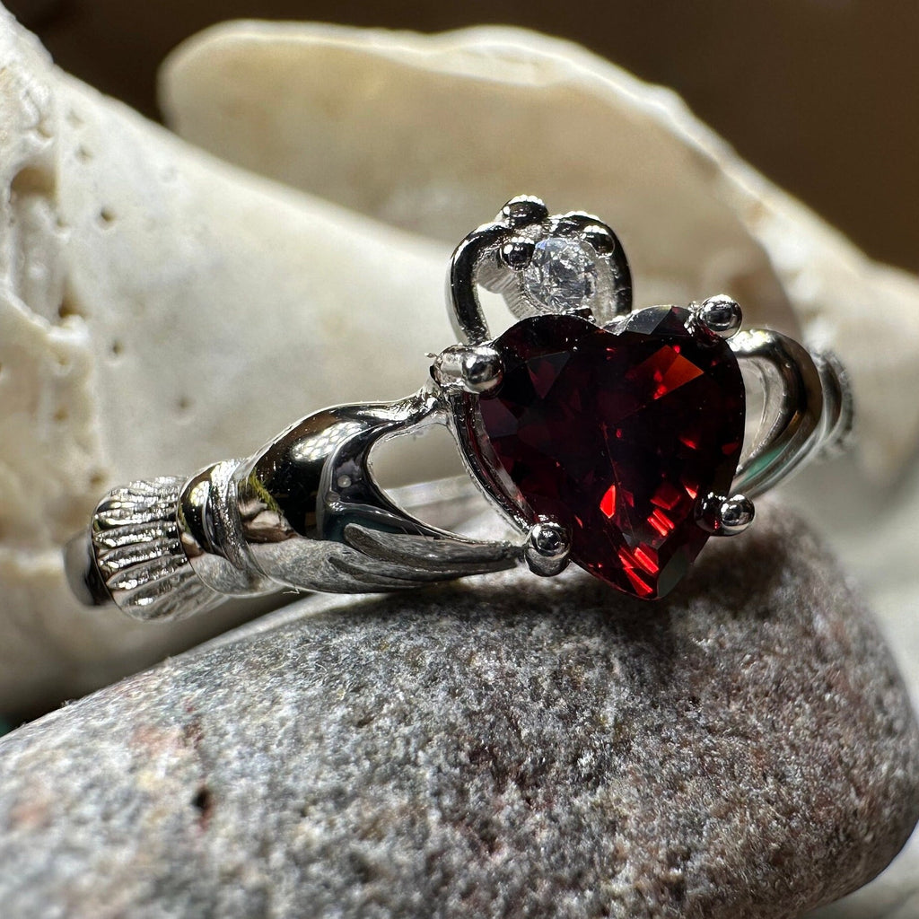 Garnet Claddagh Ring