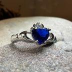Sapphire Zirconia Claddagh Ring