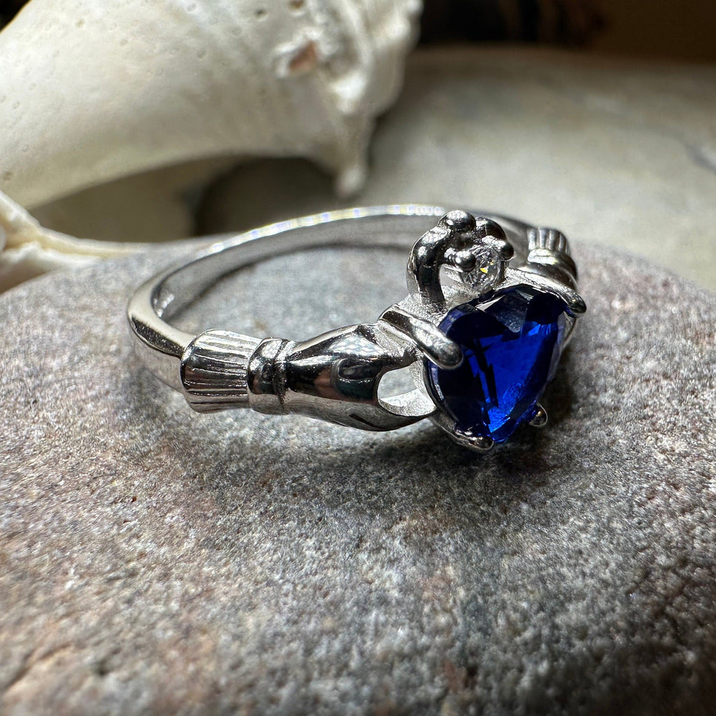 Sapphire Zirconia Claddagh Ring