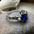 Sapphire Zirconia Claddagh Ring