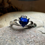 Sapphire Zirconia Claddagh Ring