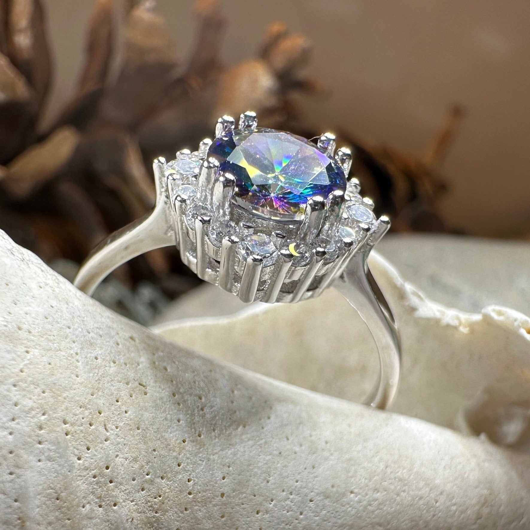 Honoria Mystic Topaz Engagement Ring