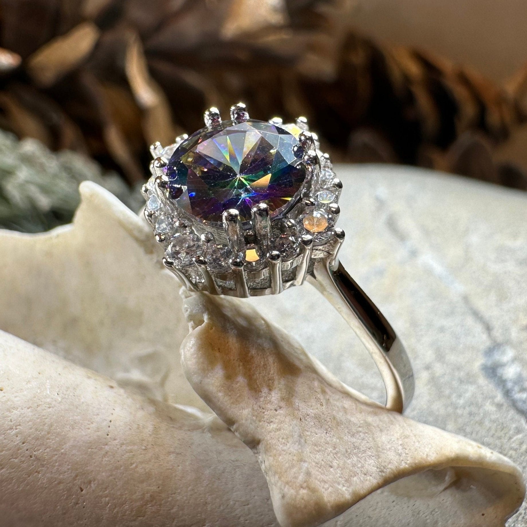 Honoria Mystic Topaz Engagement Ring