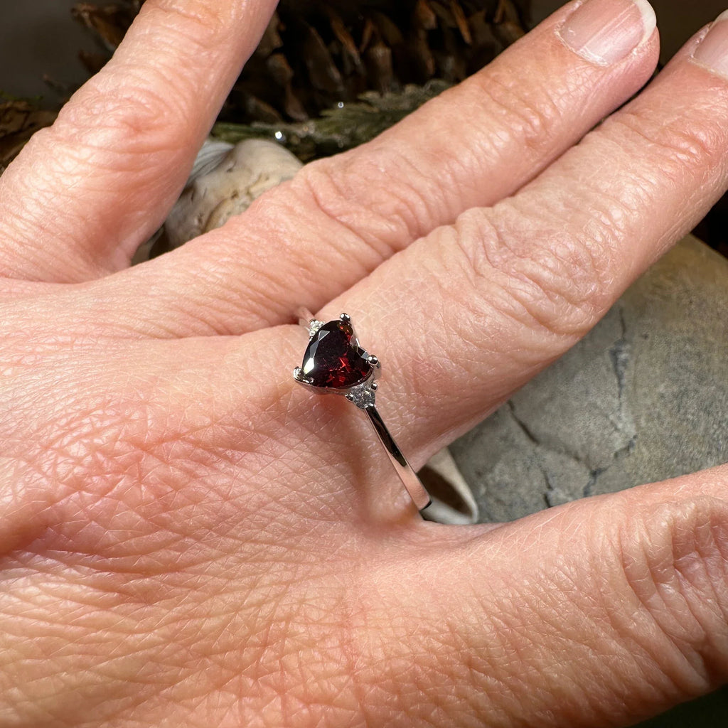 Garnet Love Heart Ring