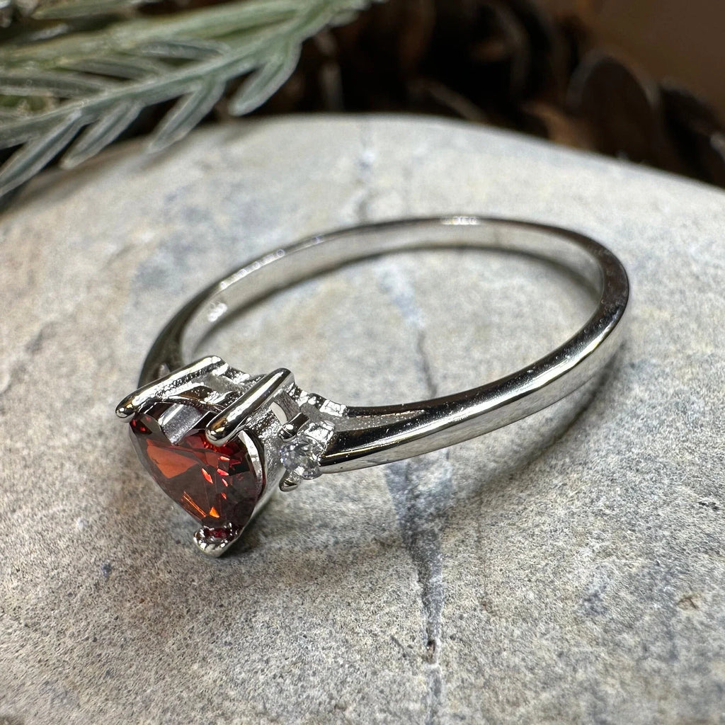 Garnet Love Heart Ring