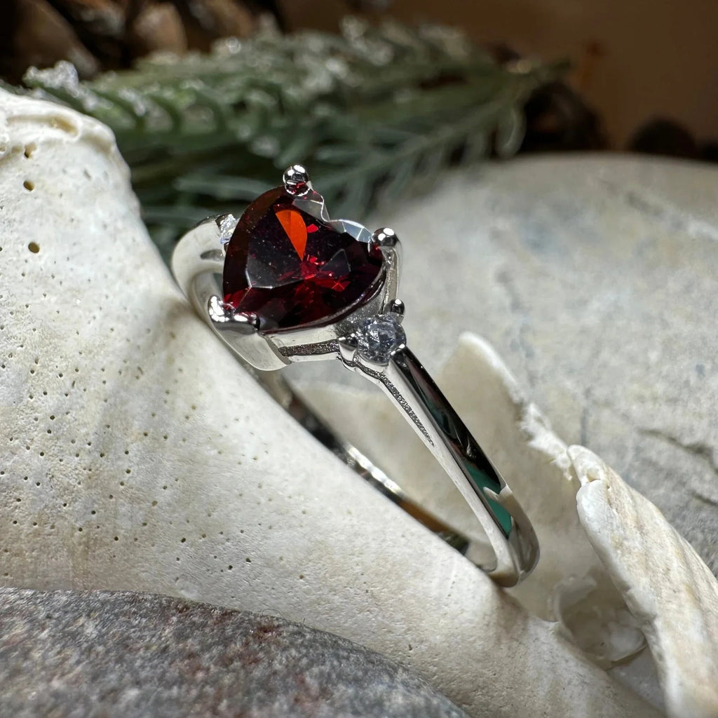 Garnet Love Heart Ring