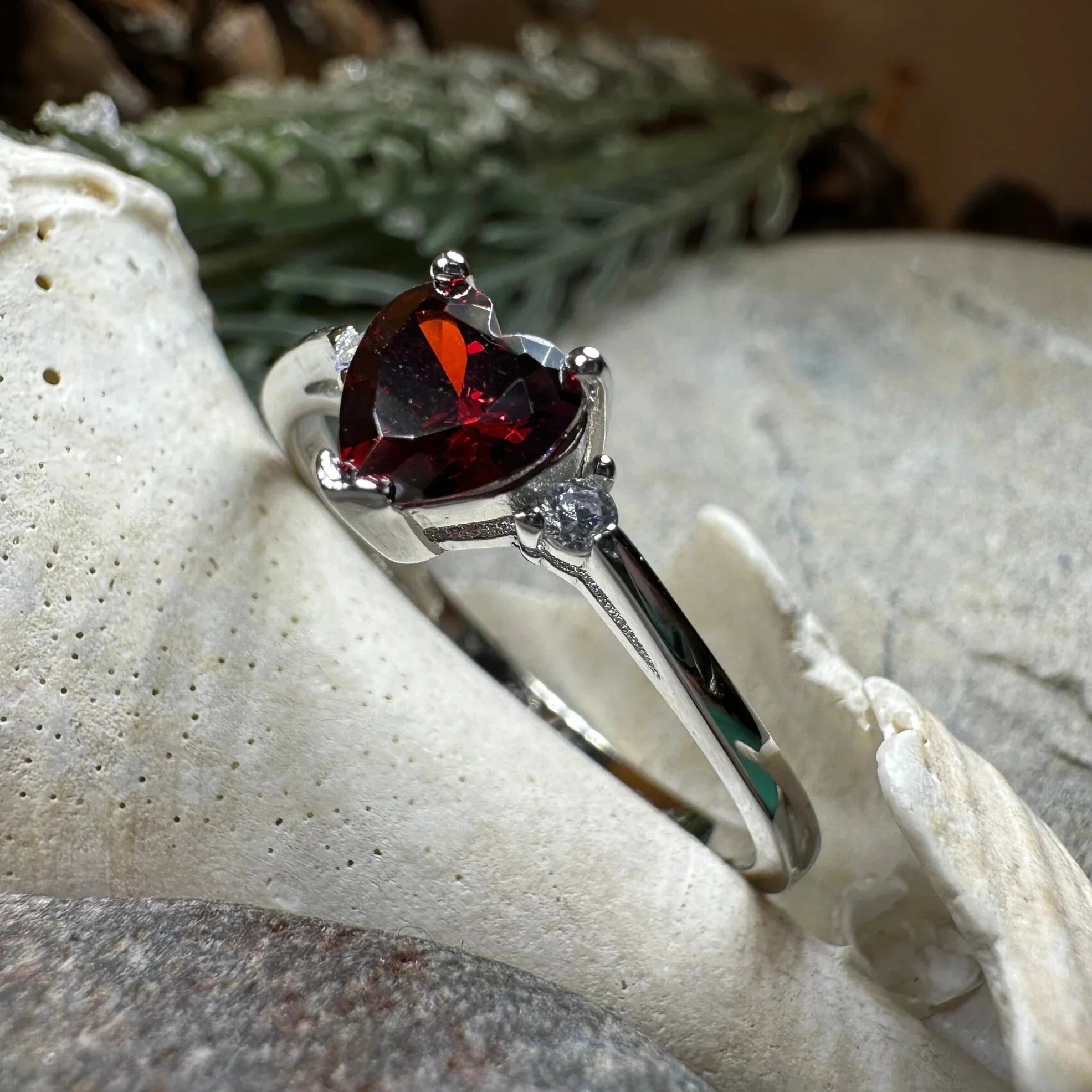 Garnet Love Heart Ring