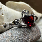 Garnet Claddagh Ring