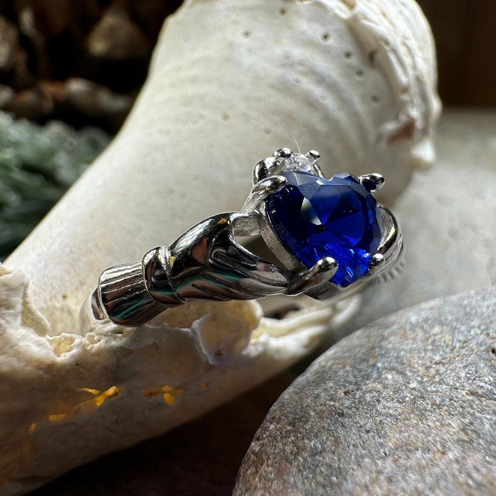 Sapphire Zirconia Claddagh Ring