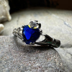 Sapphire Zirconia Claddagh Ring
