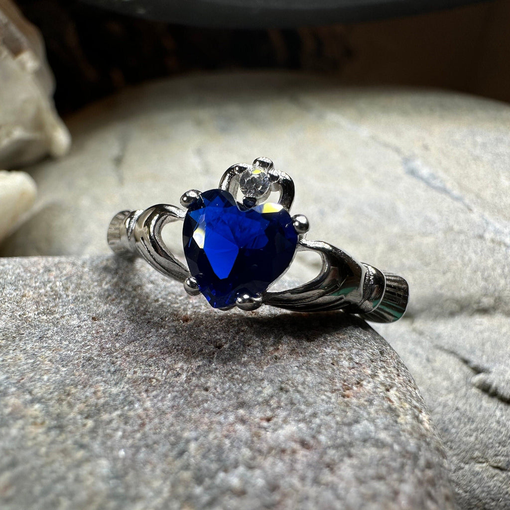Sapphire Zirconia Claddagh Ring