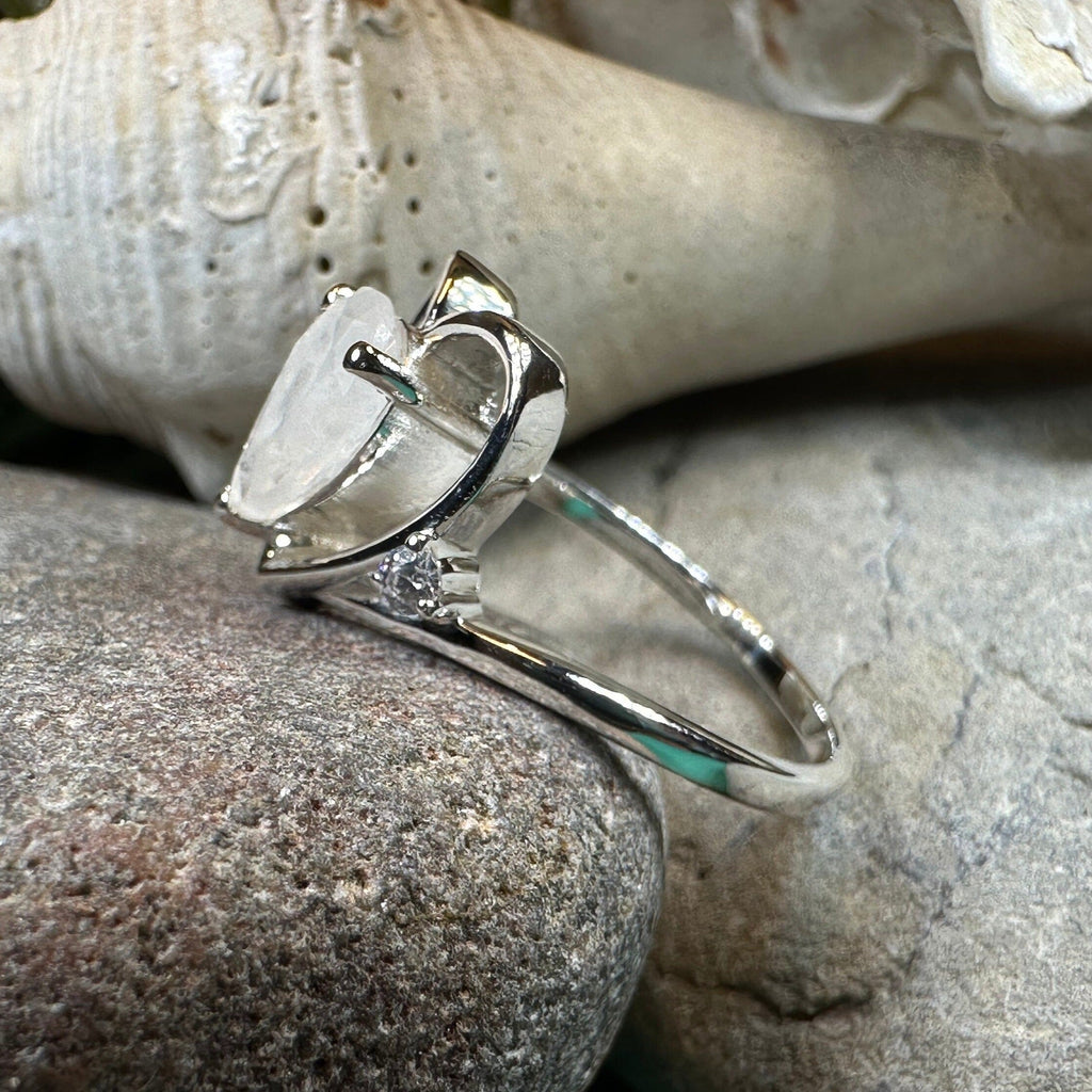 Wistful Moonstone Heart Ring