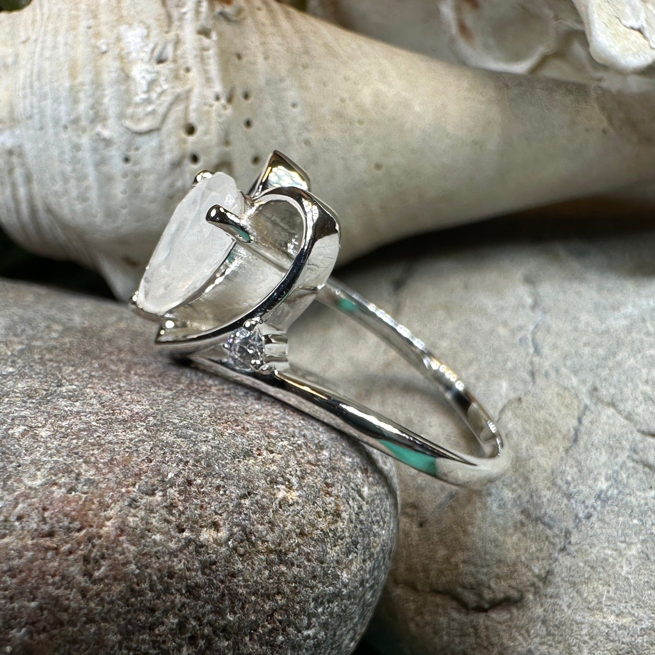 Wistful Moonstone Heart Ring