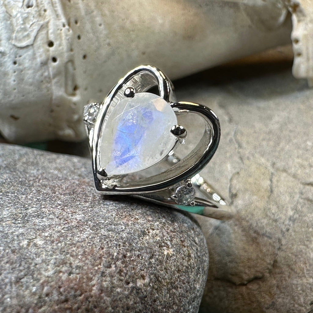 Wistful Moonstone Heart Ring