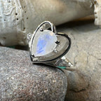 Wistful Moonstone Heart Ring
